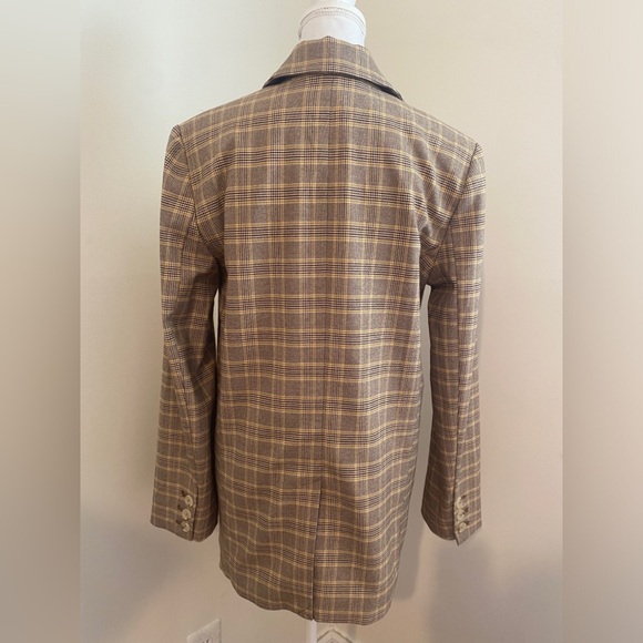 Free People Boyfriend Yellow and Brown Oversized Blazer Size Small - Picture 7 of 8